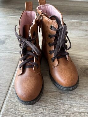 Cat & Jack Brown Lace-Up Kids Ankle Boots